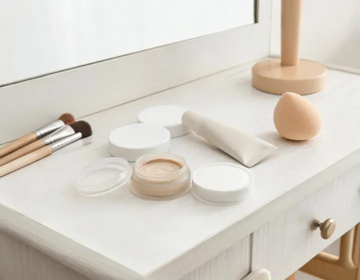 eye primer makeup on a cosmetics bench, illustration only